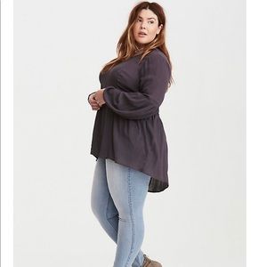 Torrid Gauze Lace Inset Blouse XXL Gray